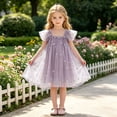 thumbnail image 2 of Girls Flutter Sleeve Party Dress Sequin 3D Wing Mesh Ball Gown Dress, 2 of 6