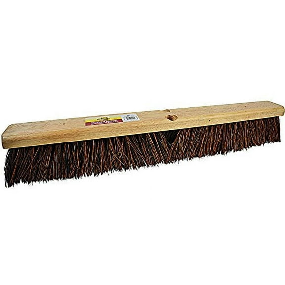 Bristles 4224 24" Outdoor Push Broom Head - Heavy Duty Hardwood Block, Rough Surface Stiff Palmyra Fibers, Brown