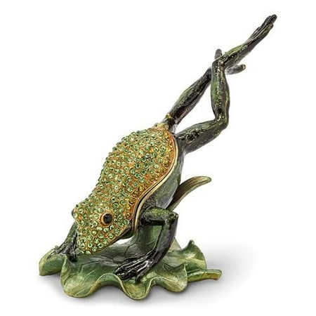 Bejeweled Frog - Bejeweled Diving Frog Trinket Box