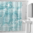 thumbnail image 2 of Teal Coastal Shower Curtain, Nautical Starfish Octopus Coral Summer Waterproof Shower Curtain Set with 12 Hooks Lightweight Bath Curtains Fabric Bathroom Decor 36x72 Inches, 2 of 9