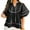 Black, variant on Summer Short Sleeved V-neck Flowy Blouses Casual Loose Oversize Peplum Tops