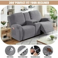 thumbnail image 5 of Recliner Loveseat Cover with Middle Console Stretch Reclining Sofa Slipcover for 2 Seat Jacquard Reclining Couch Sofa Covers Furniture Protector with Elastic Straps Bottom (Light Gray), 5 of 13