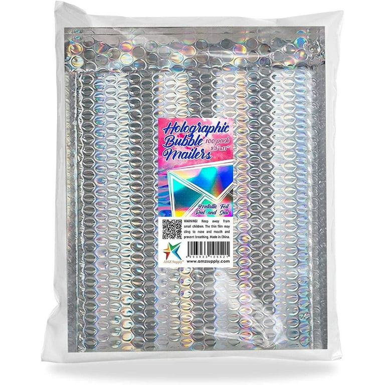 6.5 x 6.5  Blue Poly Gloss Bubble Mailers Peel & Seal