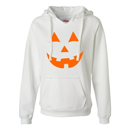 Womens Jack O Lantern Pumpkin Face Halloween Funny Deluxe Soft Hoodie