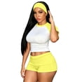 thumbnail image 2 of Tanghaowl Short Sets for Women, Women's Shorts Suit Set for Everyday Casual Wear—Sleeveless Two-Piece Outfit with Comfortable Bottoms and Headband Spring Summer Ready Yellow S, 2 of 4