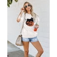 thumbnail image 4 of VILOVE Black Cat on Pumpkin Sweatshirt Women Fall Sweatshirt Funny Halloween Pumpkin Face Graphic Pullover Tops, 4 of 6