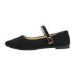 thumbnail image 2 of XUNKUSGA Ballet Flats Shoes for Women Fashion Pointed Toe Buckle Strap Womens Dress Shoes Soft Comfortable Solid Color Suede Womens Dress Shoes,Black,6, 2 of 9
