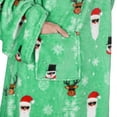 thumbnail image 4 of Catalonia Wearable Blanket with Sleeves and Pocket, Cozy, Soft Fleece Blanket Robe for Adult Women and Men, Green Santa and Deer Pattern, 73" x 51", 4 of 7