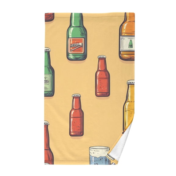 Cotton Bath Towels Soft Face Towel Absorbent Quick Dry Ffyy3_seamless_pattern_of_different_beers_with_solid_color_back_f65bdfd3-bb7a-4456-8fc9-9aa0301700c5 16"x28"