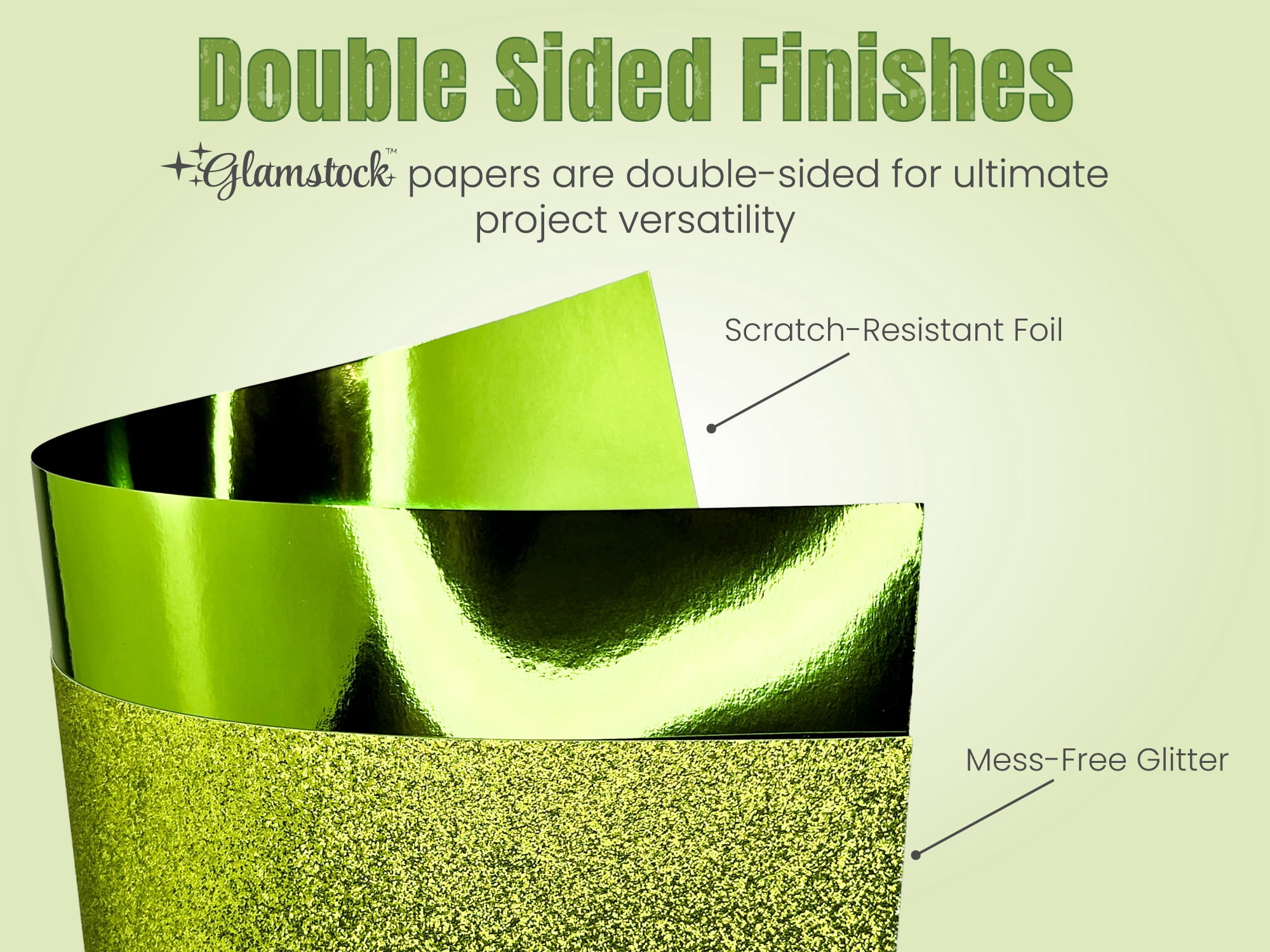 Avocado Allure Glamstock™ – Premium Green Cardstock Book featuring Pearlescent, Satin, Foil & Glitter Papers, 48 Pages, A4 Size, for Scrapbooking, Crafts & Invitations