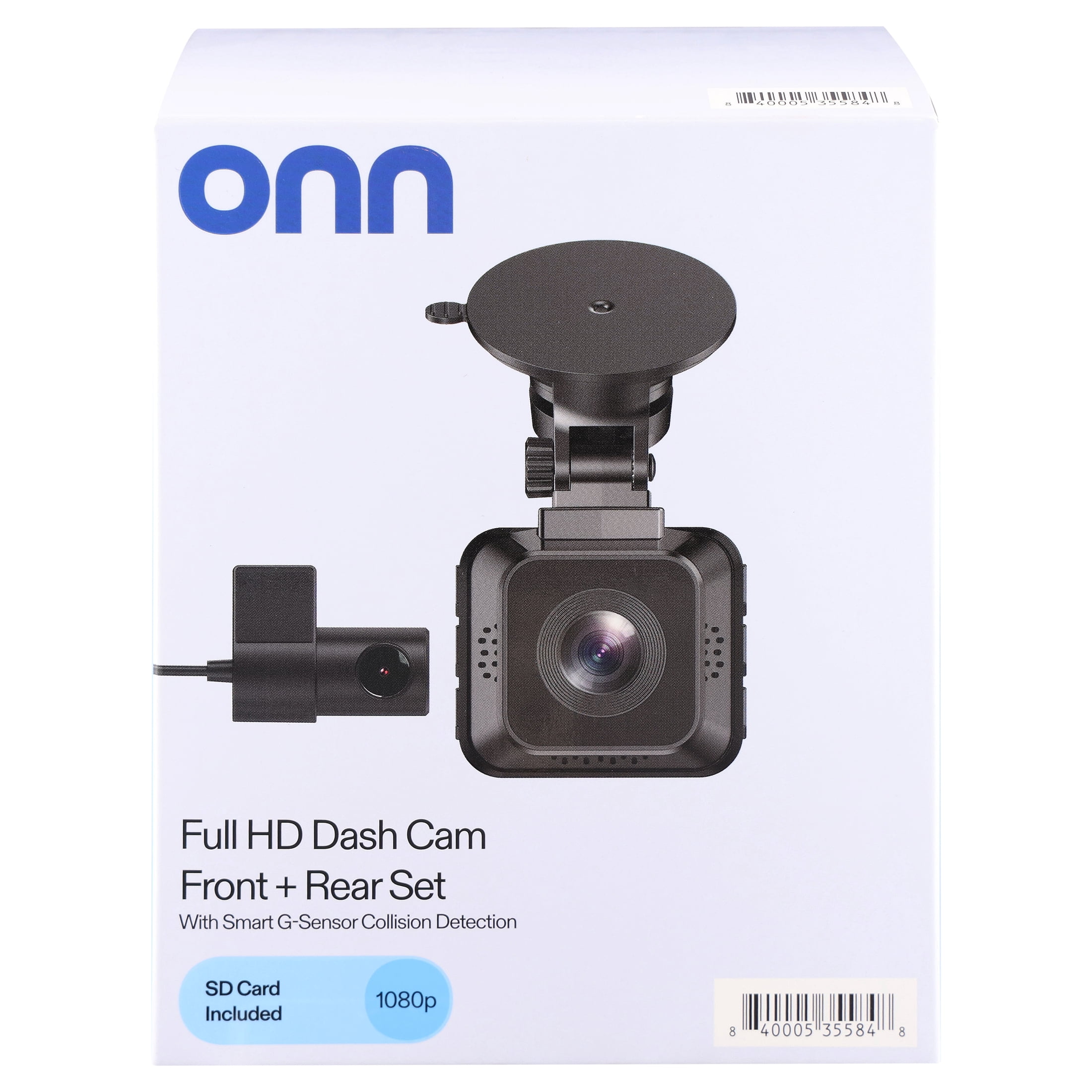 onn Full HD 1080p Dash Cam Front and Rear Set