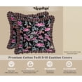 thumbnail image 5 of Cotton Twill Frill Cushion Covers by Vargottam - 18 Inch Square, Set of 2, Reversible Print, Farmhouse Throw Pillow Covers with Hidden Zipper - Floral Pattern, 5 of 6