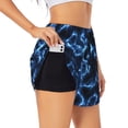 thumbnail image 3 of Lsque Blue Lightning Printed Women's Running Shorts with Liner Pockets,Elastic Quick Dry Workout Athletic Gym Yoga Shorts,Womens High Waist Shorts-X-Large, 3 of 9