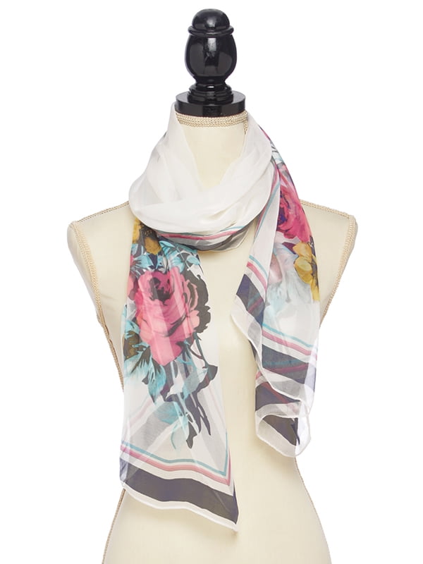 Floral printed chiffon rectangular scarf