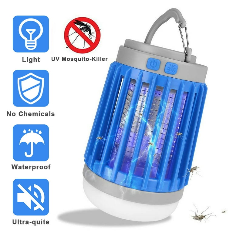 LNGOOR Solar Lnsect Killer Lamp, Waterproof Mosquito Killer and Insect  Zapper Trap for Indoor And Outdoor Use Blue