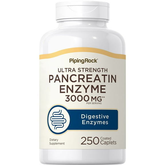 Ultra Strength Pancreatin Enzyme Supplement 1500 mg | 250 Coated Caplets | by Piping Rock