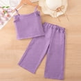 thumbnail image 5 of Umfun Toddler Girls 2 Piece Outfits, Bow Detail Spaghetti Strap Top + Wide Leg Pants Set, Cute Casual Wear, 5 of 9