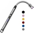 thumbnail image 1 of YOZWOO Lighter,Electric Lighter Candle Lighter Rechargeable Lighter with Hanging Loop,Flameless Plasma Windproof Lighter for Candle Cooking BBQs Fireworks (Silver), 1 of 8
