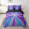 thumbnail image 4 of Glitter Galaxy Queen Size Comforter Sets - Bedding Sets 7 Pieces,Watercolor Striped Bed in a Bag Gradient Teal Blue Sliver Purple Stripes Bed Sets with Comforter,Sheets,Pillowcases & Shams, 4 of 5