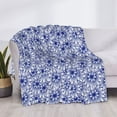 thumbnail image 3 of Uemuo Blue And White Flowers Printed Throw Blanket for Couch, Fluffy Fuzzy Blankets for Bed, Sofa, Cozy Flannel Faux Fur Blanket-50"x40", 3 of 6