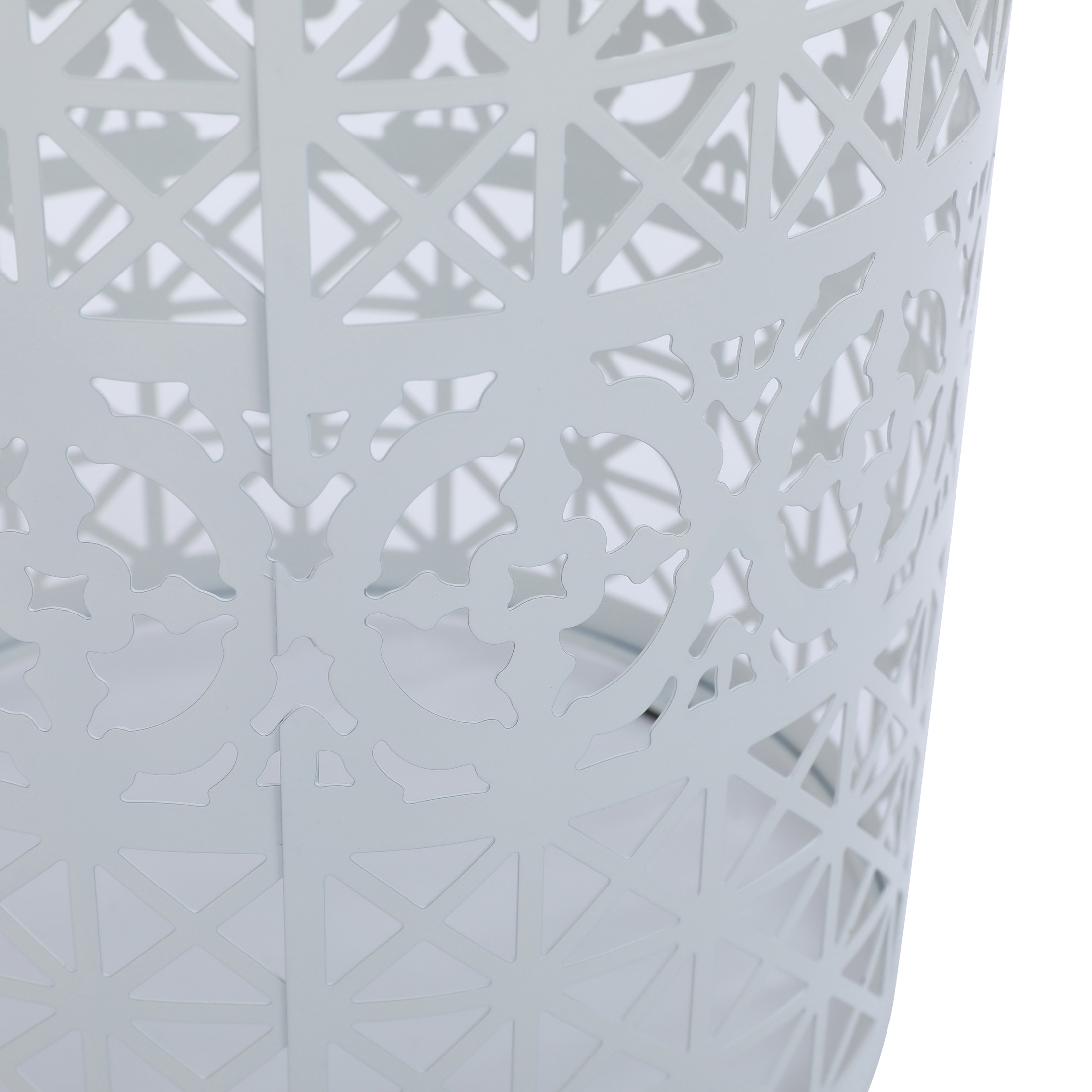 Iron Outdoor Patio Side Table with Solar Powered Light, White