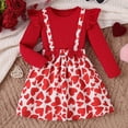 thumbnail image 2 of XEGLSBU Girls Dresses Size 8 Winter Girls Floral Print Dress Long Sleeves and Layered Skirt Two Piece Casual Party Wear Red Size 5-6 Years, 2 of 6