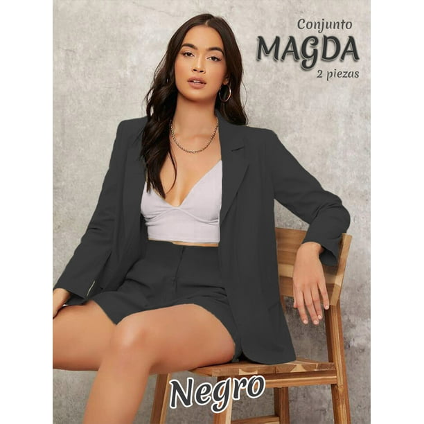 CONJUNTO SACO LARGO Y SHORT Azul cielo Chica