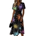 thumbnail image 2 of Women's Halloween Dress 2026 V-Neck Short Sleeve Wrap Midi Dress Spooky Halloween Print Halloween Cosplay Costumes, 2 of 5