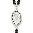 thumbnail image 4 of Sterling Silver Enameled & Black Glass Bead Rosary 24 Inch Necklace Made In India qh4997-24, 4 of 6