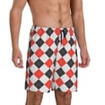 thumbnail image 2 of Sikiie Red and black argyle Print Mens Pajama Shorts, Lounge Pant, Men's shorts，Sleep Pj Shorts for Men-Large, 2 of 6