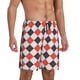 thumbnail image 2 of Balery Red and black argyle Pantalones cortos de pijama de punto de algodón para hombre con cinturilla y bolsillos-Large, 2 of 6