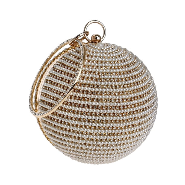 Sonducket Bolso cristalino de la bola redonda de las mujeres lujosas de la mirada del ABS para el bolso del aspecto elegante y de Bling Bolsas de mensajero y de hombro oro