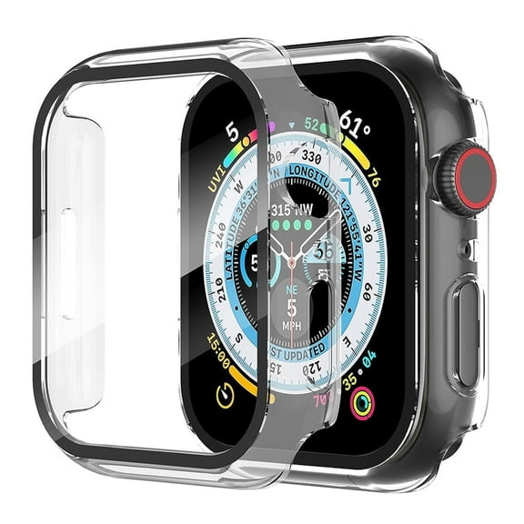 [2 Pack] for Apple Watch Series 9/8/7 Case [45mm], IC ICLOVER Full Cover Snap-on Cover with Built-in Clear Glass Screen Protector Anti-Scratch Hard PC Cover for iWatch Series S9/S8/S7, Clear