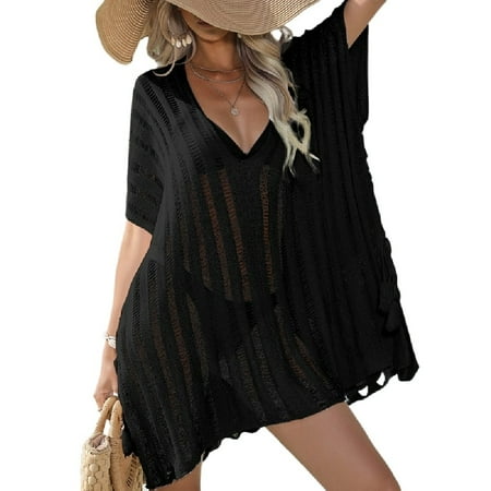 Hollow knit sweater  loose bikini swimsuit  cover up  beach sun protection suit