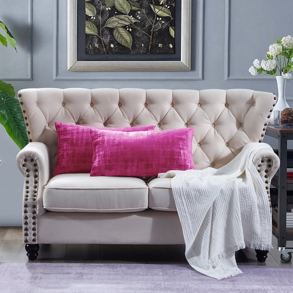 Home Soft Things Textured Velvet 2 Piece Pillow Shell Set - Raspberry Rose - 14" x 26"
