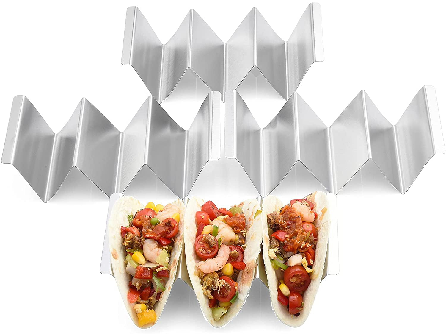 Taco Holder Stainless Steel Set of 3 Taco Stand Holds Up to 2 Tacos Each Dishwasher & Oven Safe 