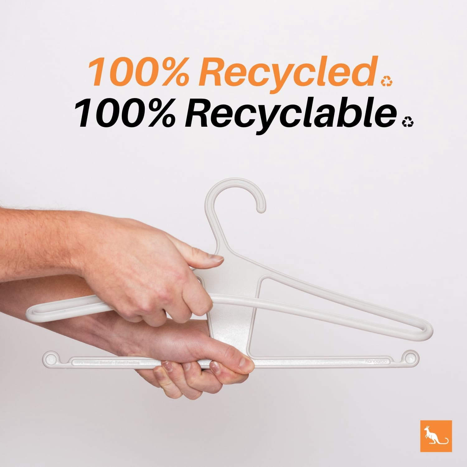 Kangaroo™ 100% Recycled High-Strength Clothing Hanger, Pants, Shirt, Jacket - Patented (Oatmilk 10-Pack)