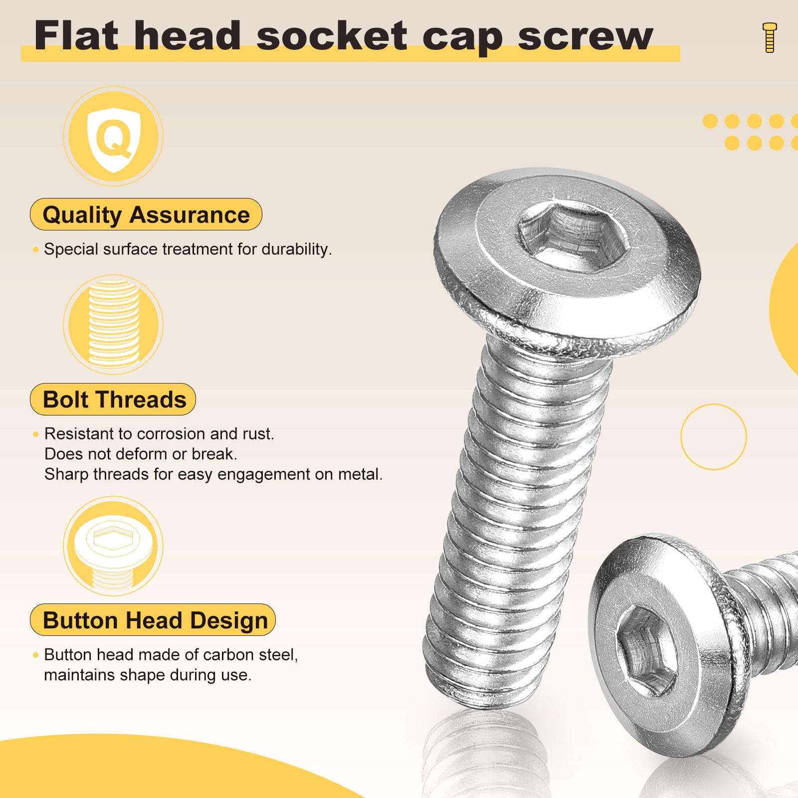 Flat Head Hex Socket Cap Screws Bolts(M8-1.25x40) 20Pcs, Steel Hex Socket Furniture Bolts Countersunk Screws - for Furniture Woodworking Project, Silver Tone
