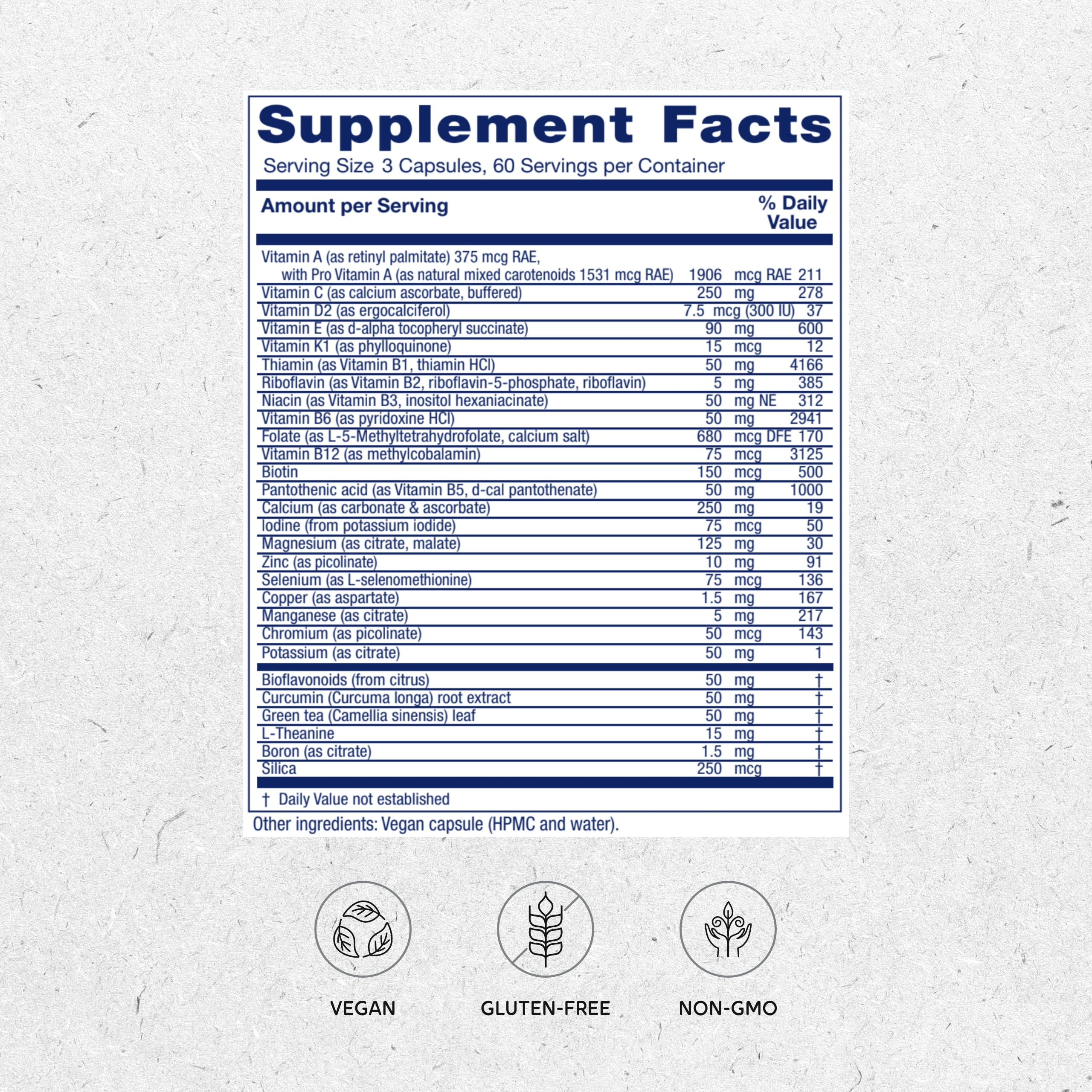 Vitanica Mid-Life Symmetry, 50-65 High Potency Daily Multivitamin and Mineral, Vegan, 180 Capsules