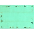 thumbnail image 1 of Ahgly Company Machine Washable Indoor Rectangle Solid Turquoise Blue Modern Area Rugs, 2' x 5', 1 of 4
