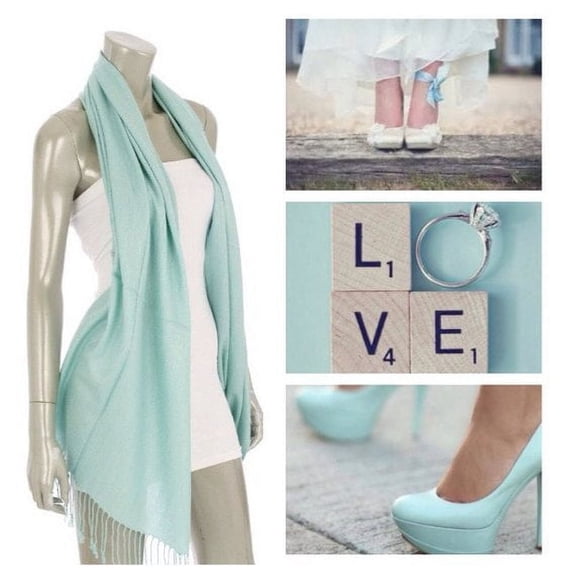 Aqua Blue Pashmina Scarf Shawl, Bridesmaid Shawl, Bridal Wrap, Wedding Shawl