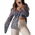 thumbnail image 3 of Sylvamorning Female Irregular Pattern Print Turn-Down Collar Long Sleeve Shirt, 3 of 9