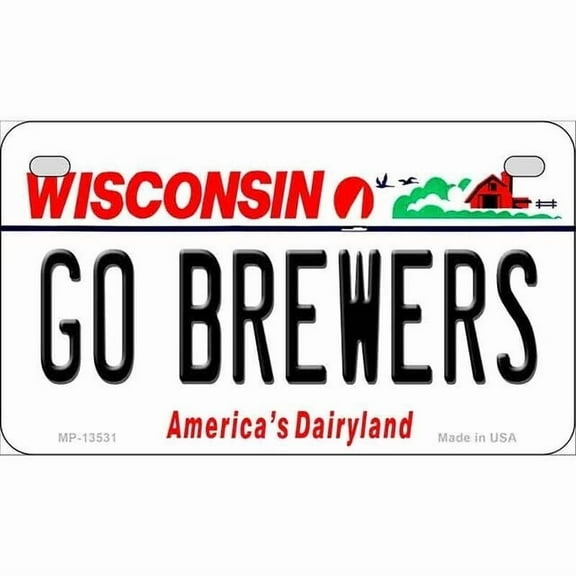 Aluminum (12 inch x 6 inch) Go Brewers Novelty Metal Motorcycle License Plate Tag Sign Car Truck Wall Home