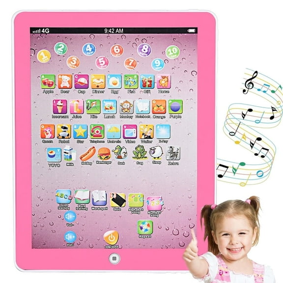 Sentryse Kids Learning Pad, Kids Tablet Interactive Toddler Toys for Boys & Girls 3-6 Years Old, Pink