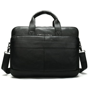 Classic men's genuine leather 15.6in briefcase, business laptop bag, can be worn over the shoulder or across the body, large capacity, easy to clean.