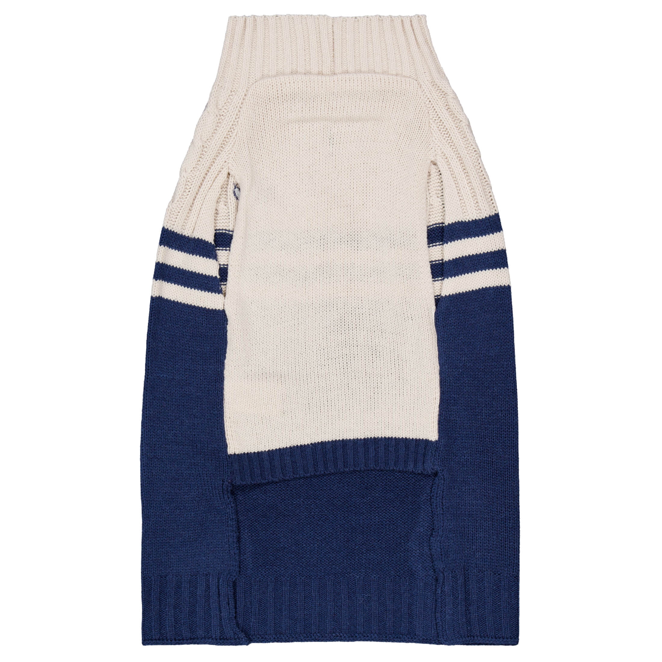 Vibrant Life Cable Knit Sweater for Dogs, Paw Print, Cream and Navy, L
