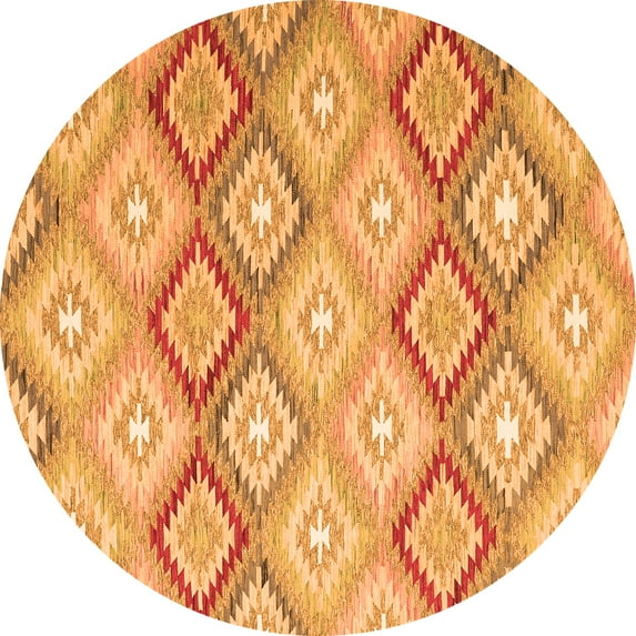 Ahgly Company Indoor Round Southwestern Orange Country Area Rugs, 8' Round
