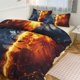 thumbnail image 1 of Funda de edredón con diseño de león relámpago de hielo y fuego, tamaño king y queen, juego de 3 piezas suave, 1 funda de edredón y 2 fundas de almohada con cierre de cremallera, 86" x 70", 1 of 8