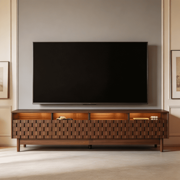 SAYGOGO 78" TV Stand for up to 85" TVs, LED Lights & Glass Drawers | Entertainment Center with Storage, for Living Room, Bedroom