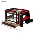 thumbnail image 2 of Mirightone Wood Full over Full Bunk Bed with Gaming Desk and LED light, Bunk Bed with Storage Drawers and Bookshelves, Full Bunk Bed for Adults Teens, Red+Black, 2 of 8